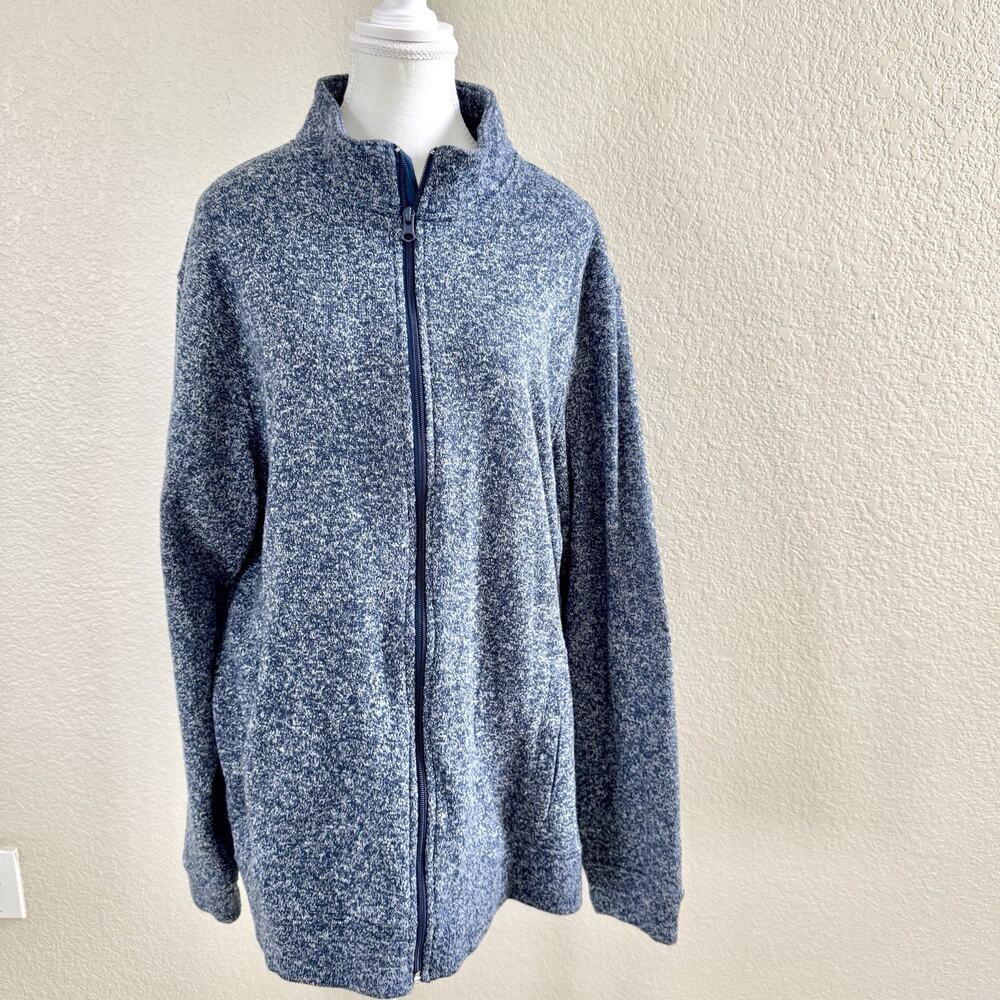 Old Navy Fleece Sweater Mens XXL Light Blue Full Zip Comfort Casual Outdoors